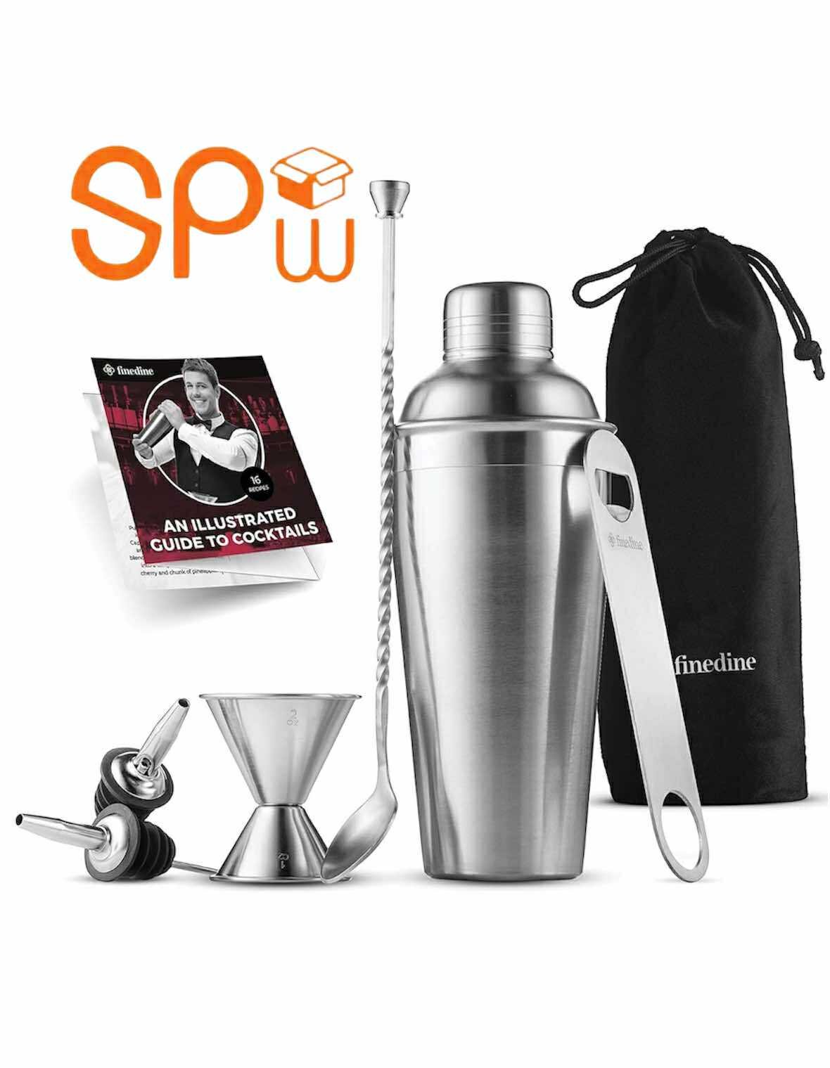 cock 12 FineDine 7 Piece Stainless Steel Cocktail Shaker Set RRP £270 - Image 1